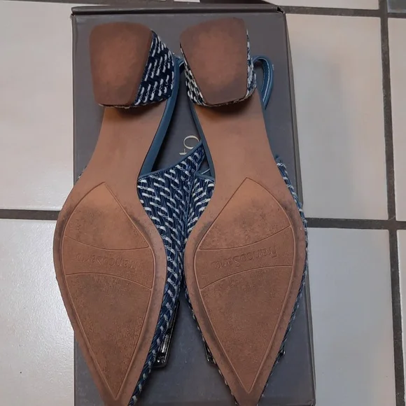 Franco Sarto Textured Blue Slingback Heels Sz 6.5 - Picture 8 of 9